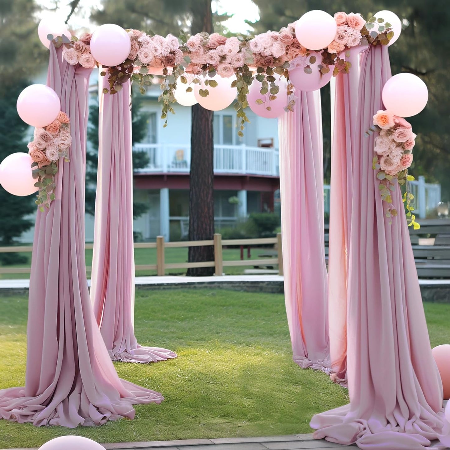 Arch Drapes for Wedding Arch Draping Fabric Dusty Rose Sheer Backdrop Curtain for Ceremony Bridal Party Decor 19Ft Length x 28" Width 1 Panel