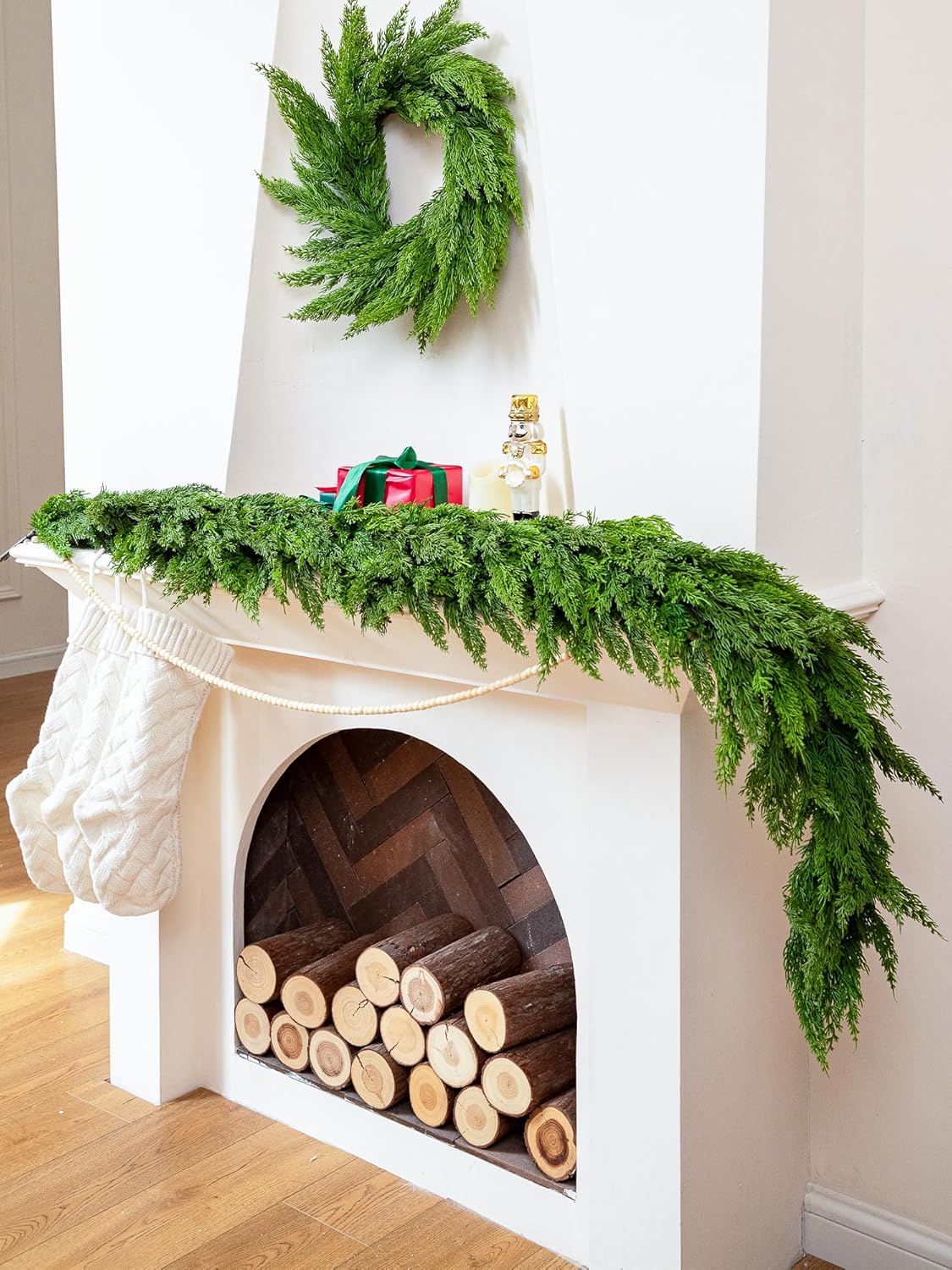 6FT Christmas Garland Cypress Garland Artificial Pine Garland Realistic for Mantle Stairs Table Wall Front Door Indoor Outdoor Christmas Xmas Decor Home Party Decorations