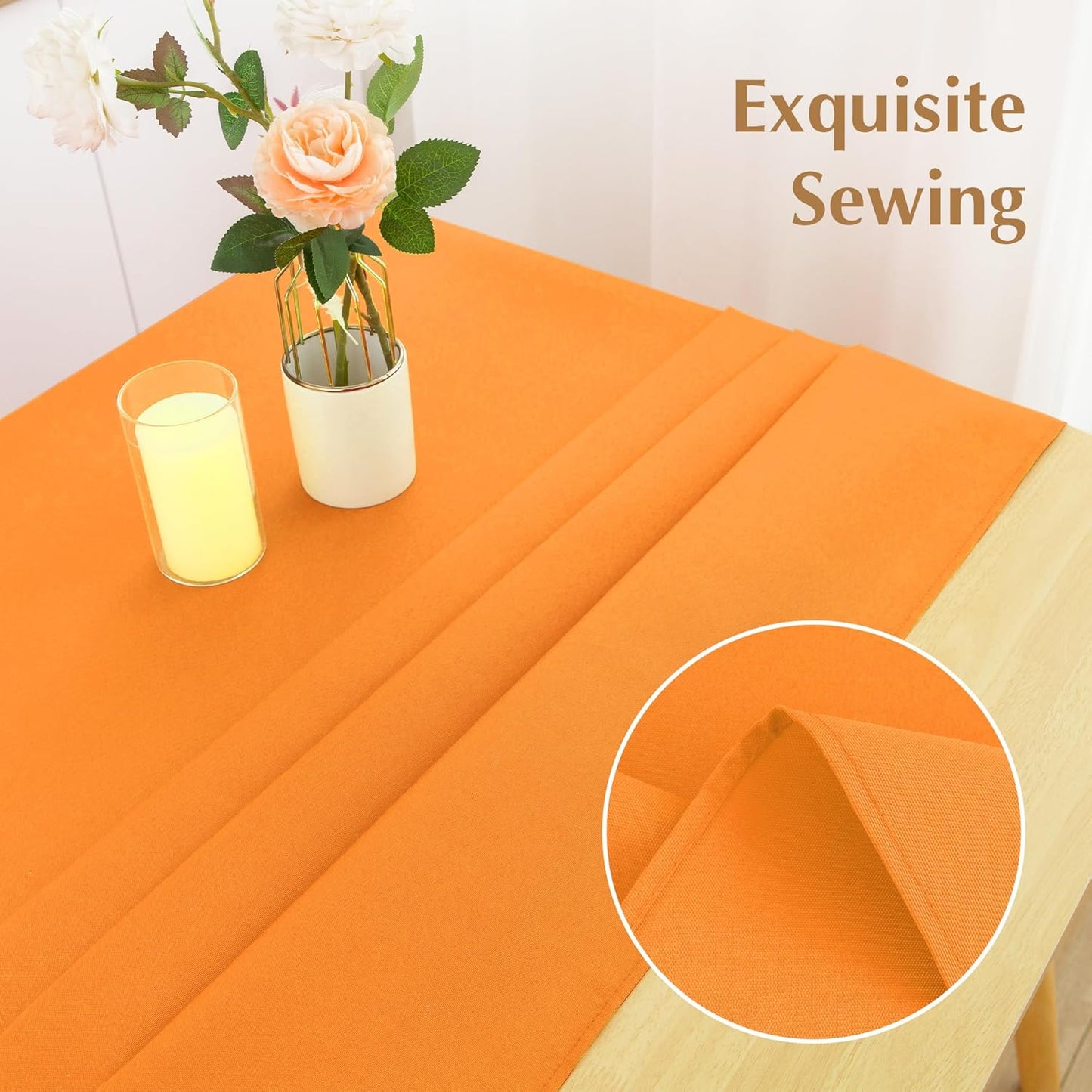 2 Pack Square Table Cloth 70X70 Inch Orange Washable Fabric Tablecloth Polyester Solid Dining Table Cover for Birthday Party Dinner Holiday Outdoor Indoor