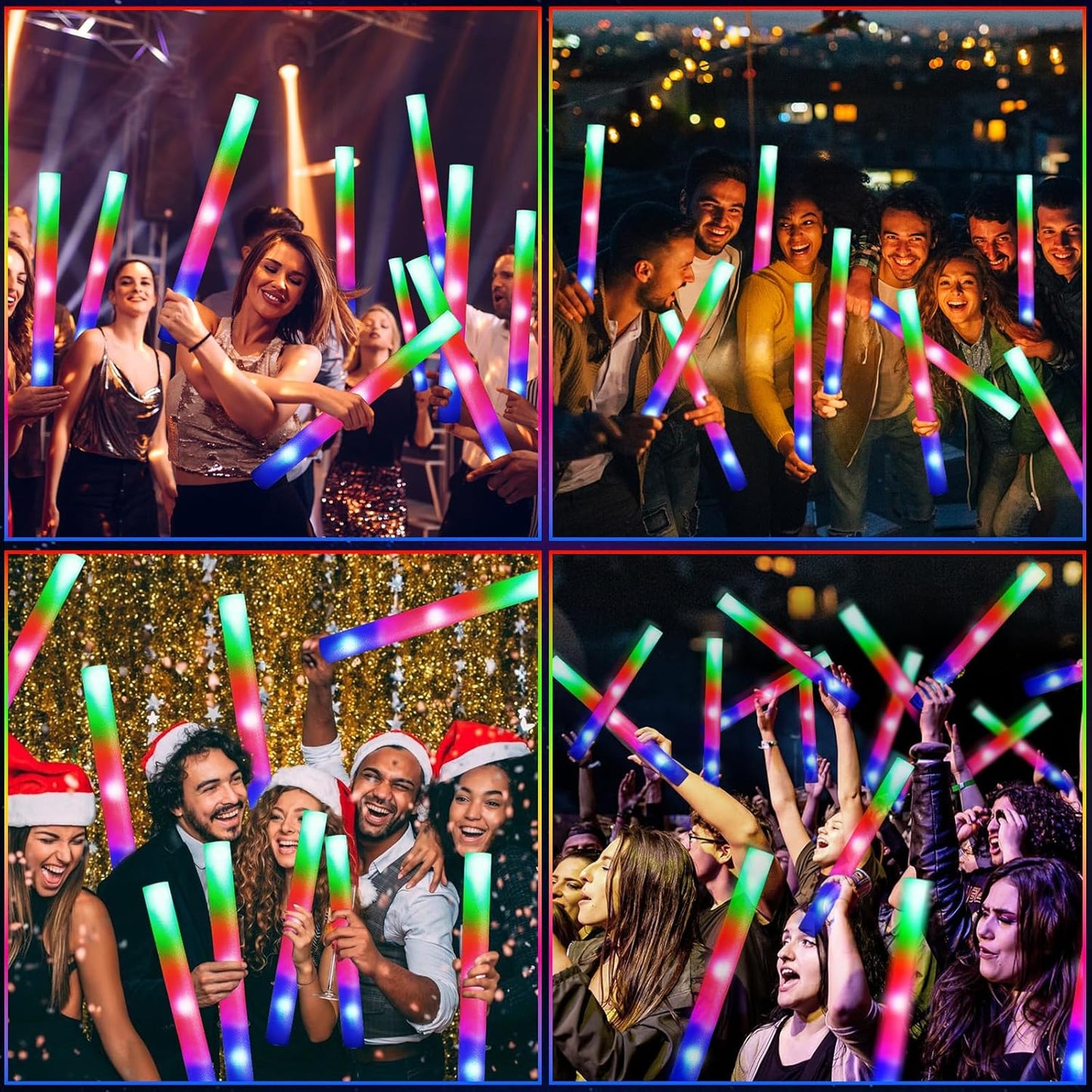 124 PCS Glow Sticks, Foam Glow Sticks, Foam Light up Sticks with 3 Modes Colorful Flashing, Glow In The Dark Party Supplies, Glow Sticks Bulk Party Pack, Foam Glow Sticks Bulk for Party, Raves