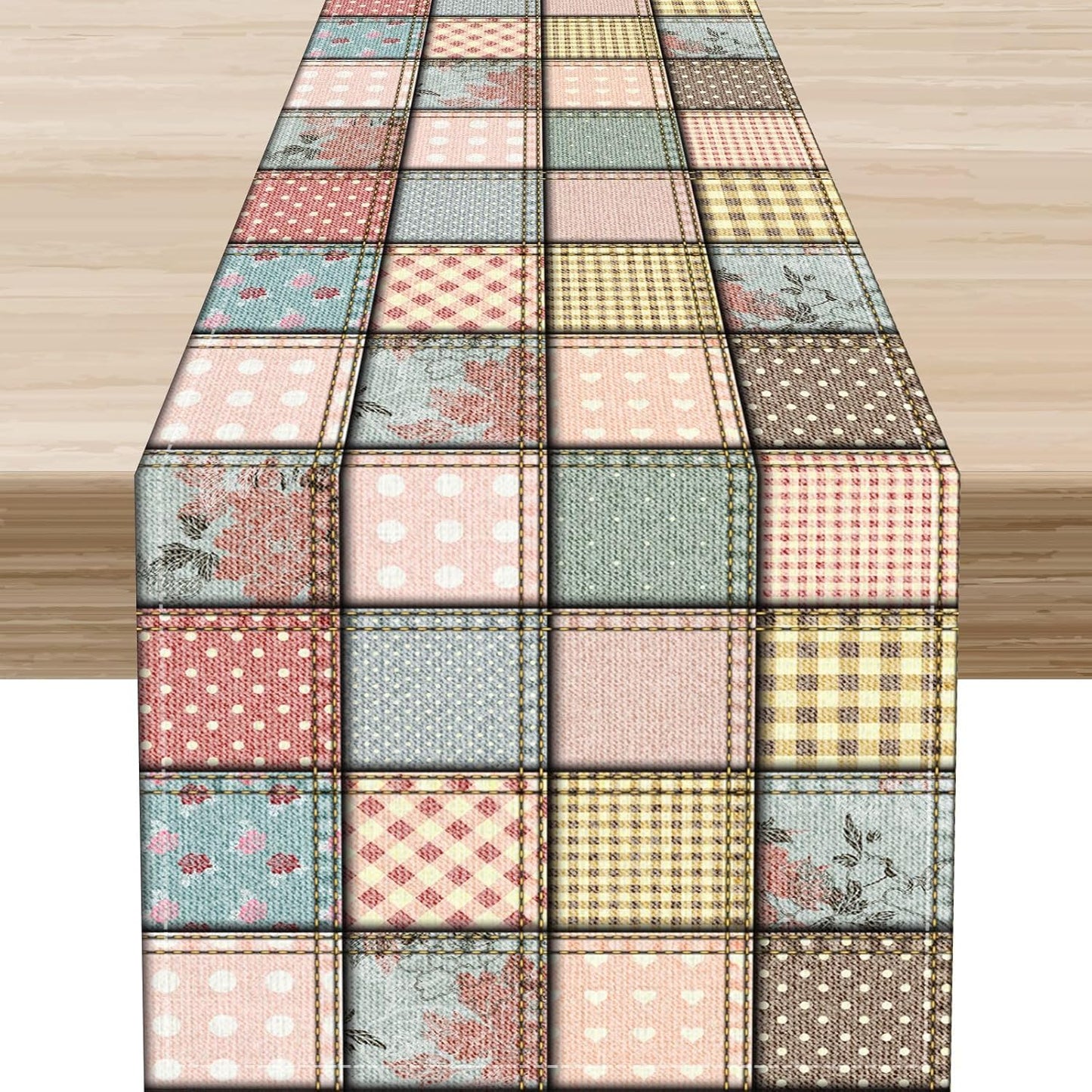 Boho Patchwork Table Runner, Vintage Farmhouse Colorful Wildflowers Bohemian Paisley Flower Table Center Decor for Home Kitchen Dining Patio Holiday Party Indoor Table Decorations, 13"x90" Inch