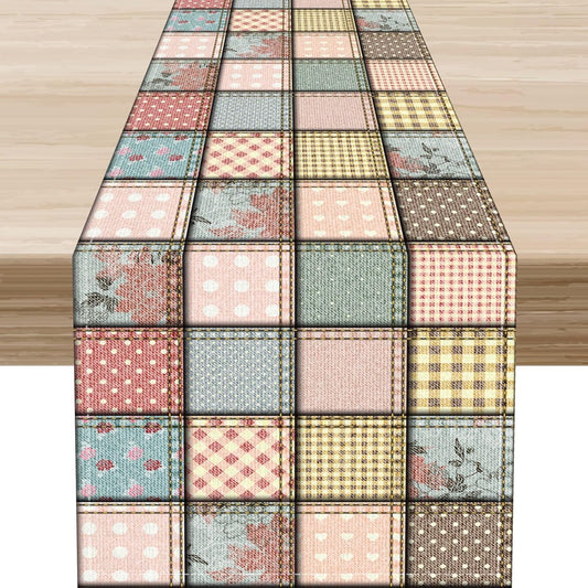 Boho Patchwork Table Runner, Vintage Farmhouse Colorful Wildflowers Bohemian Paisley Flower Table Center Decor for Home Kitchen Dining Patio Holiday Party Indoor Table Decorations, 13"x36" Inch