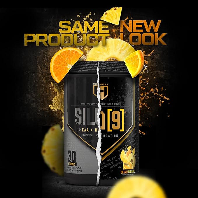 HOSSTILE SILO[9] Essential Amino Acids, EAA & BCAA Powder, Electrolyte Hydration Support, Enhance Muscle Growth & Recovery, Pre or Post Workout Drink, Orange Pineapple, 30 Servings