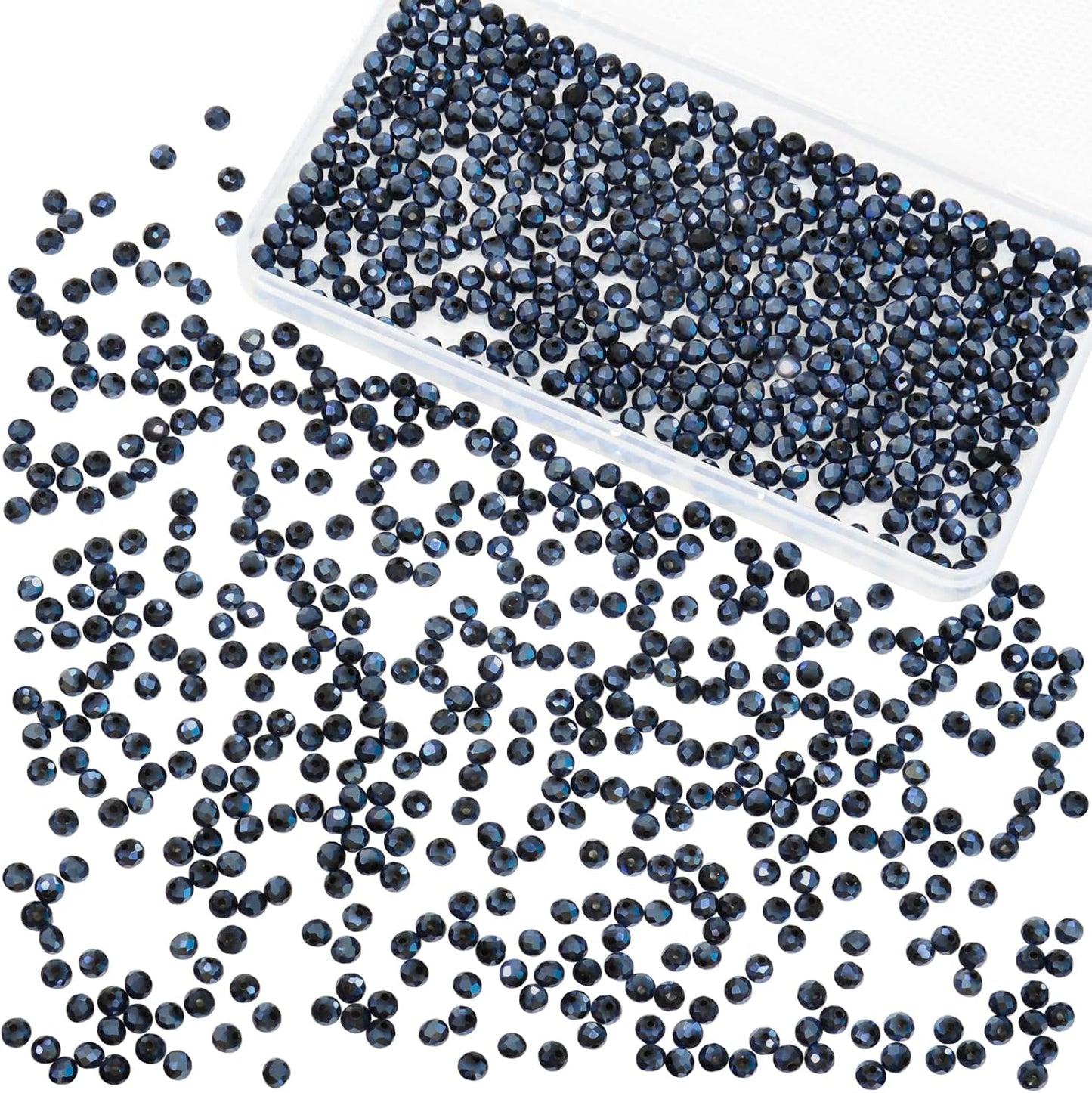 1200Pcs 4mm Crystal Glass Beads for Jewelry Making Beads for Bracelets Necklace Pendants Making Supplies(Navy Blue)