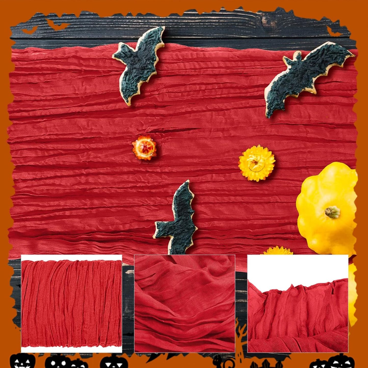 6 Pack Cheesecloth Table Runner 10Ft Christmas Gauze Boho Table Runners for Wedding Decor Bridal Shower Decorations Baby Shower Party(35" x 120")