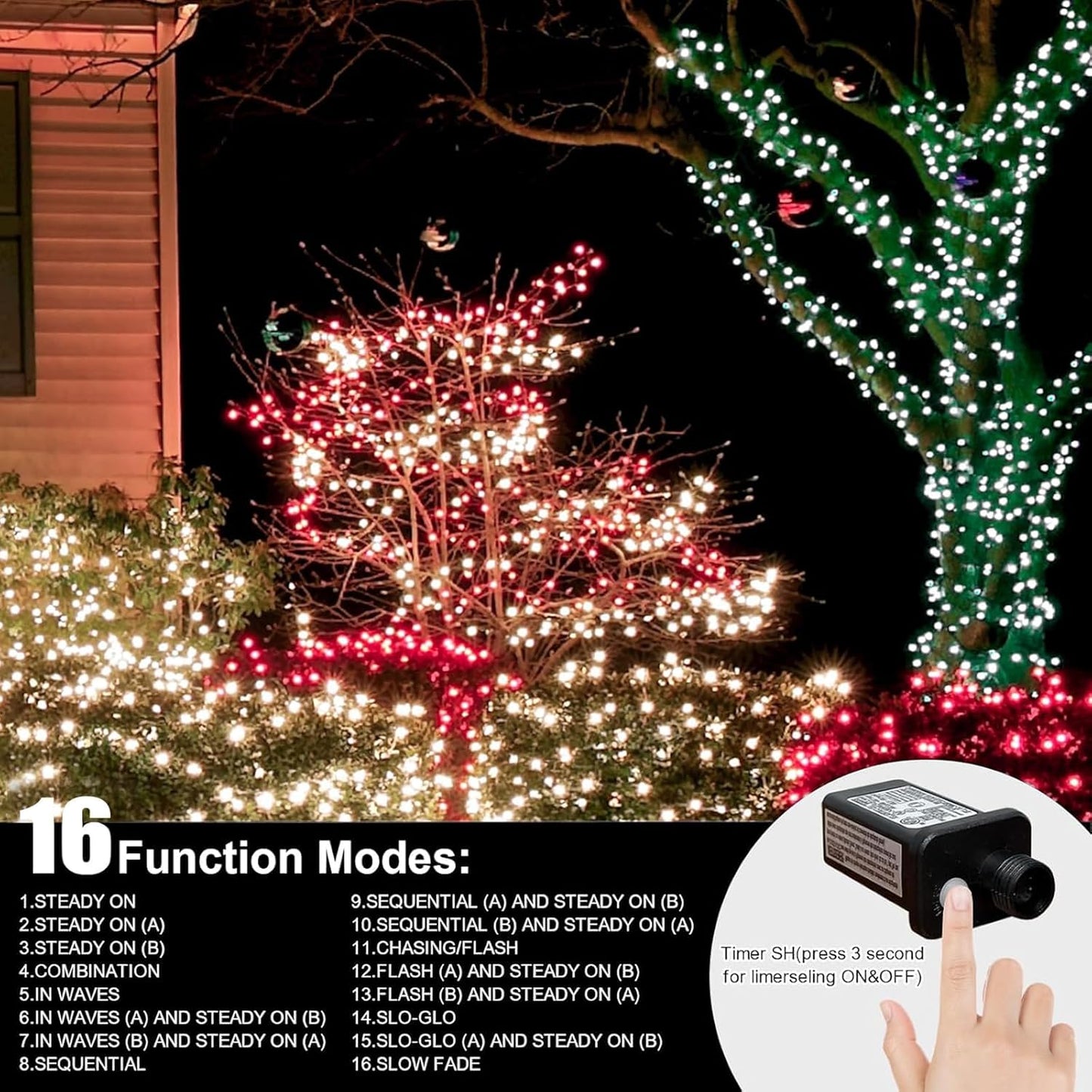 LAMPHOME 33ft Christmas Decorative St. Patrick's Day Mini String Lights, 100 LED Transparent Wire Fairy Starry String Lights Plug in, 11 Lighting Modes for Indoor Outdoor Xmas Tree (Green)