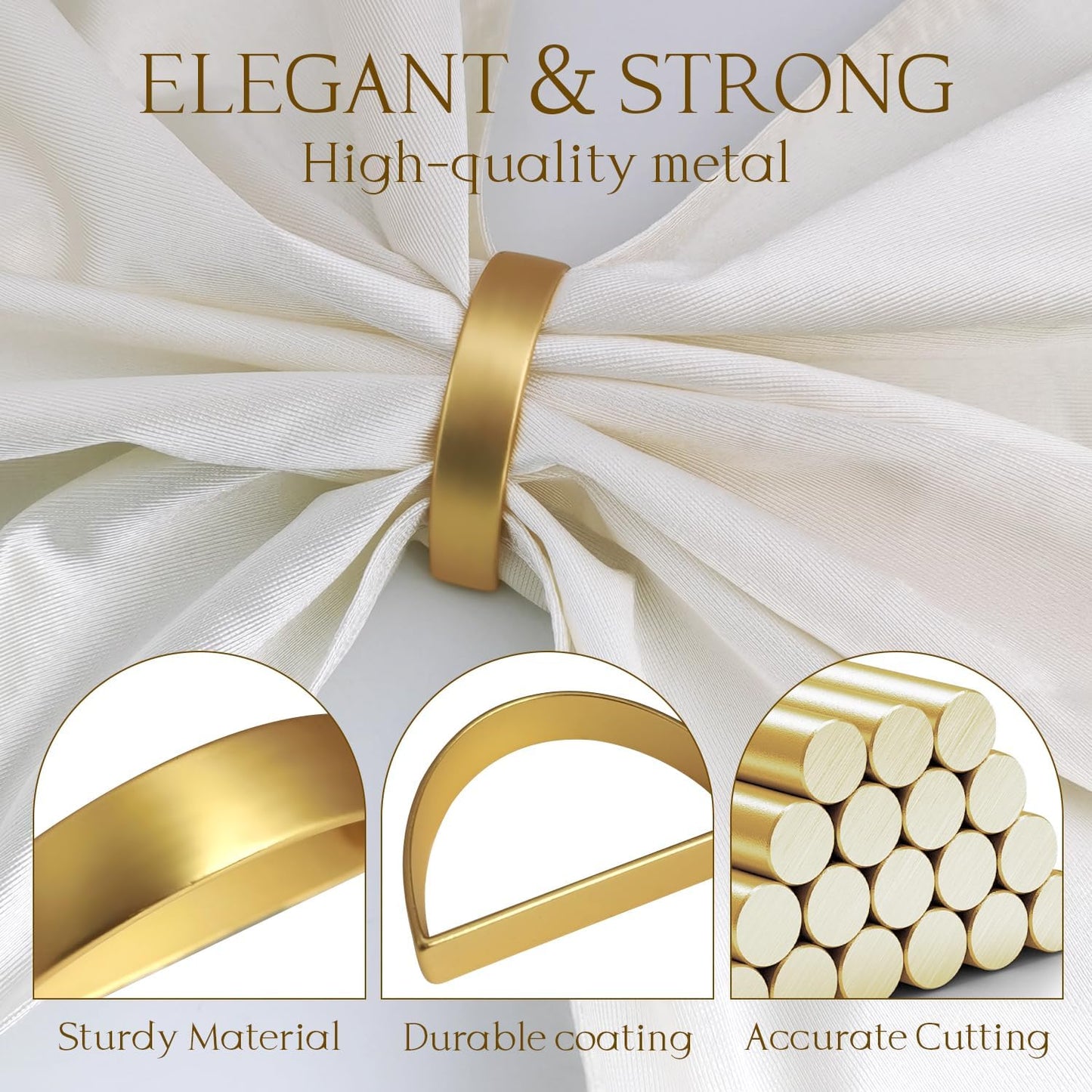 16PCS Gold Napkin Rings, Metal Napkin Rings, Fall Thanksgiving Christmas Table Decorations, Wedding, Banquet, Party, Easter Table Napkin Decorations