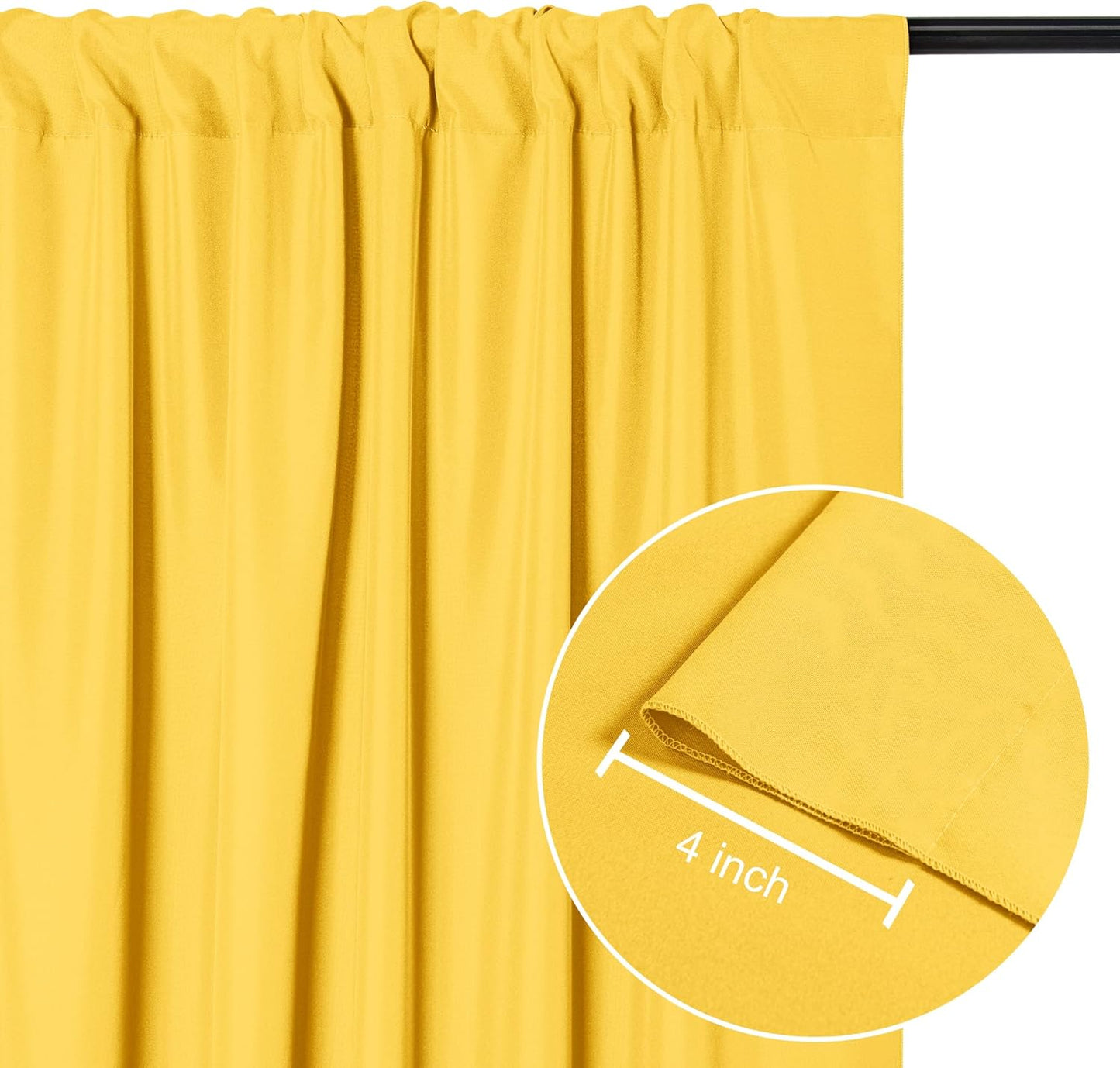 DWCN 10x7 FT Backdrop Curtains for Parties, Photography Backdrop Drapes with Rod Pockets for Wedding Decorations Stage Birthday Family Gatherings, 2 Panels 5ft x 7ft, Yellow