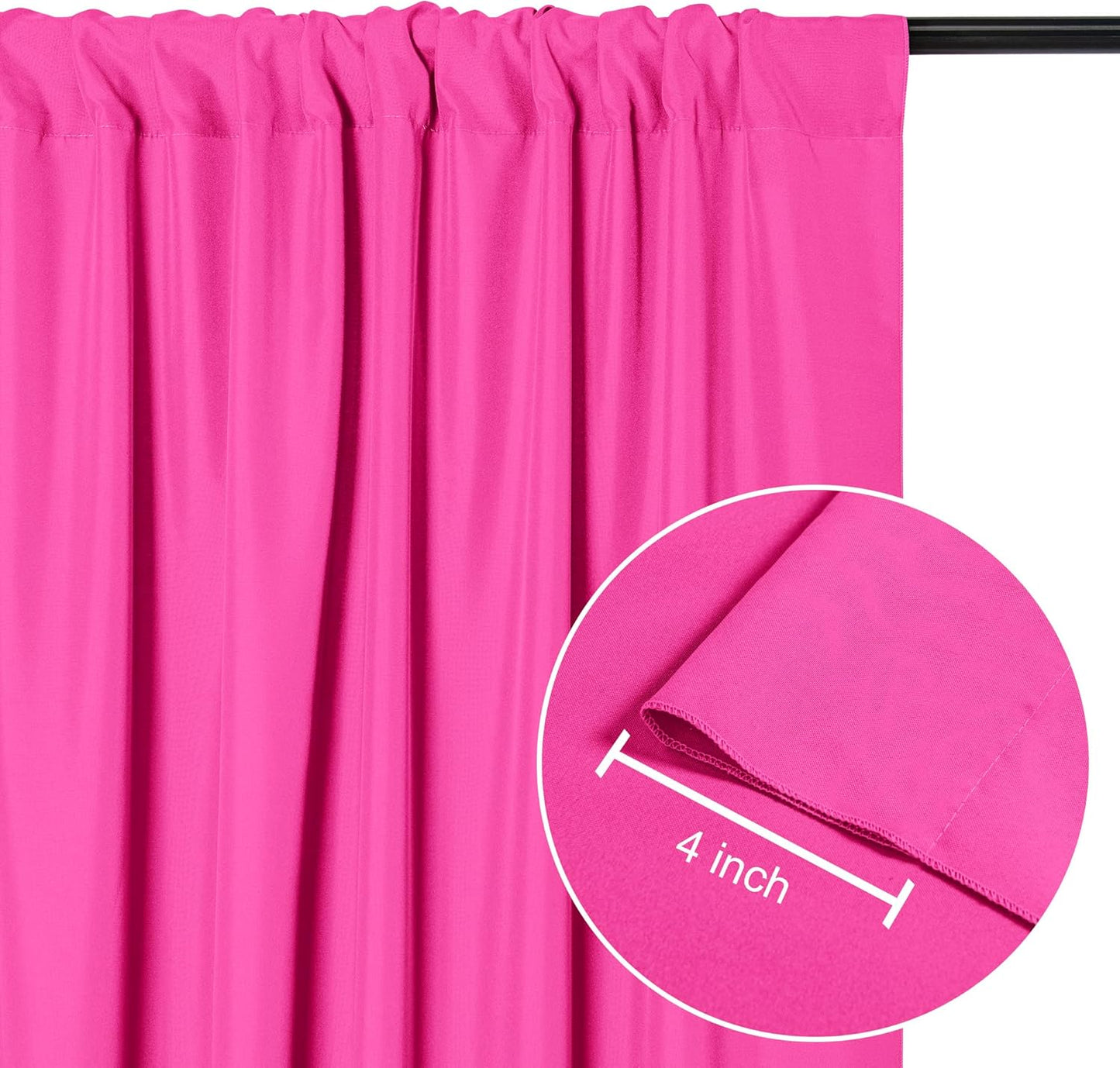 DWCN 10x10 FT Fuchsia Backdrop Curtains for Parties, Photography Backdrop Drapes with Rod Pockets for Wedding Decorations Stage Birthday Family Gatherings, 2 Panels 5ft x 10ft