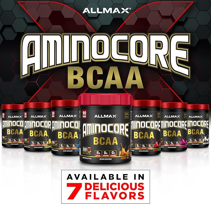 ALLMAX Nutrition AMINOCORE BCAA, Blue Raspberry - 945 g Powder - 8.18 Grams of Branched Chain Amin Acids Per Serving - with B Vitamins - No Fillers or Non-BCAA Aminos - Sugar Free - 90 Servings