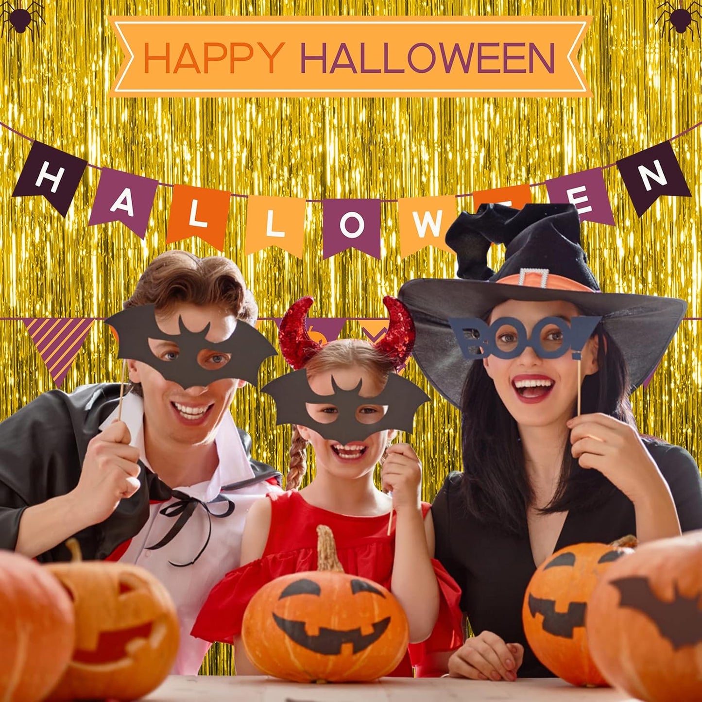 3 Pack Gold Fringe Backdrop Curtain Tinsel Party Streamers Birthday Party Decorations New Year Photo Booth Backdrop Halloween Christmas Graduation Bachelorette Theme Party Decorations