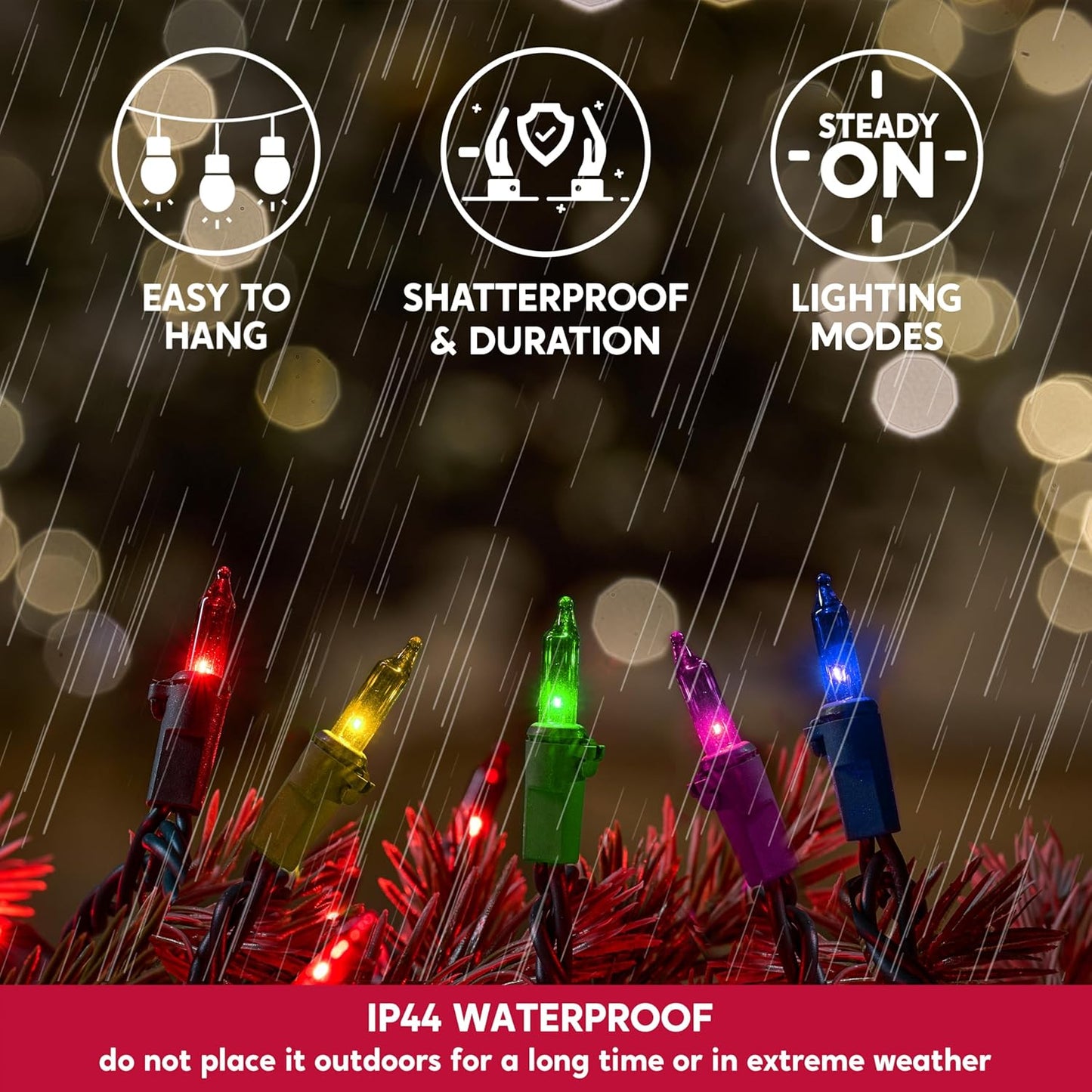 Joiedomi Multicolor Christmas String Lights,100 Count 21.4FT Christmas Fairy Tree Lights Plug in for Indoor Outdoor Xmas Decorations Patio Holiday Theme Party Yard House,Green Wire