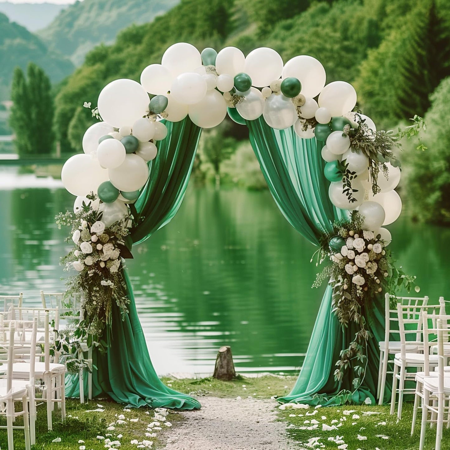 Wokceer Wedding Arch Draping Fabric 28.7" x 20FT Emerald Green Drapes Sheer Backdrop Arch Draping Fabric for Wedding Ceremony Birthday Party Bridal Shower Decoration