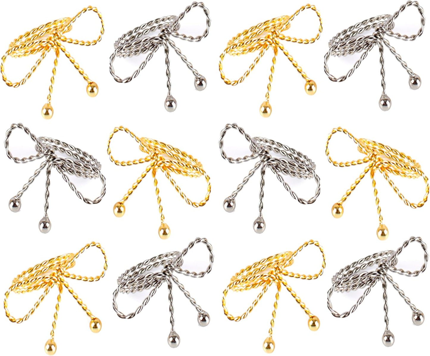 Heavy Duty Metal Napkin Ring Set of 12 - Elegant Napkin Ring with Sturdy Design - Handmade Napkin Holders for Wedding, Dinner, Parties, Dining Room, Family Gathering (Gold & Silver) - CLEENTABLE