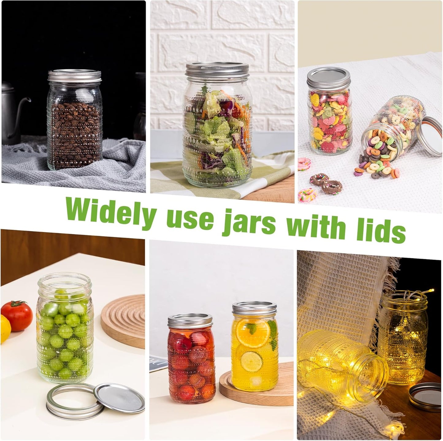 Mason Jars 32 Oz with Lids Wide Mouth 4 Pack, Glass Jars Canning Jars Large for Centerpieces Pickling Storage Food Meal Prep Salad Jam