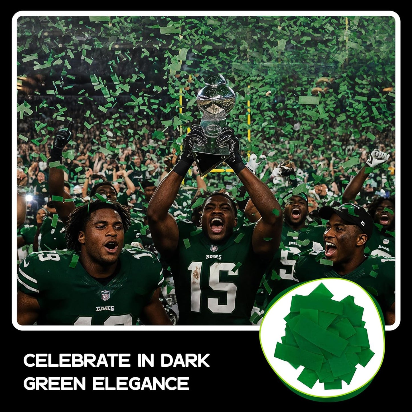 Rectangular Biodegradable Confetti – Dark Green Fluttering Tissue Paper Confetti for Cannon and Launcher use - Wedding Confeti, Birthday, Parties and Live Events - 1 lb, 16 oz