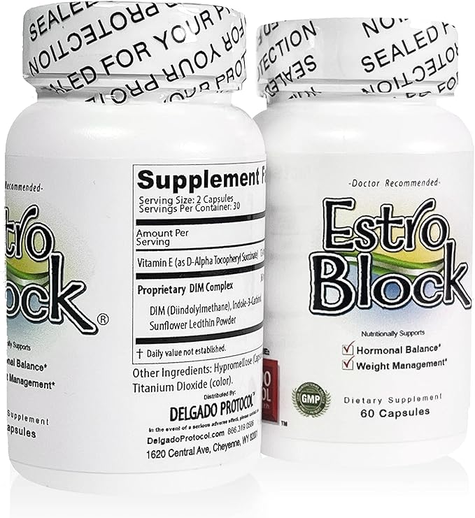 Estroblock - 2-Pack 120 Capsules Total - DIM & Indole 3-Carbinol for Natural Hormonal Hormone Balance, Acne - Anti Toxic Estrogen Aromatase Inhibitor Blocker. Vegan,Soy-Free, Dairy-Free, Non-GMO (2)