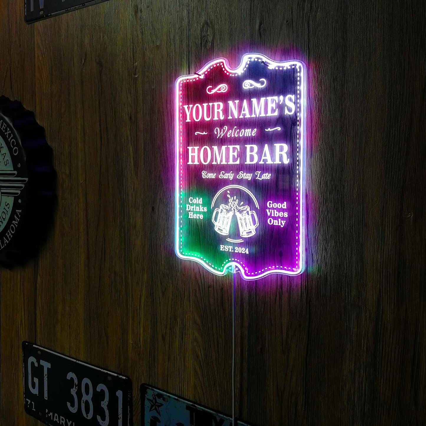 ADVPRO Personalized Your Name Home Bar RGB Dynamic Glam LED Sign - Cut-to-Edge Shape - Smart 3D Decoration - Multicolor Signage st06s43-fnd-p11c-tm-c