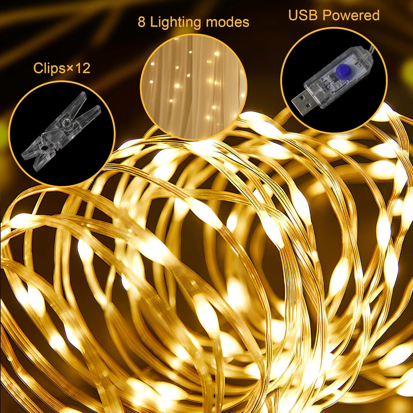 Fomcet Champagne Tulle Backdrop Curtains with Lights String 10FT X 10FT Sheer Curtain with Lights Tulle Curtains Backdrop for Wedding Birthday Party Photo Shoot (2 Panels 5x10FT)