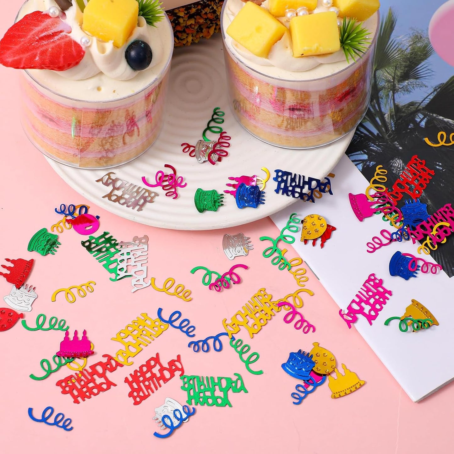 3000PCS Happy Birthday Confetti, Colorful Table Confetti, Metallic Foil Sprinkles or DIY Multicolor Birthday Sequins Metallic, Suitable for Birth day Party, Baby Shower, DIY Arts and Crafts