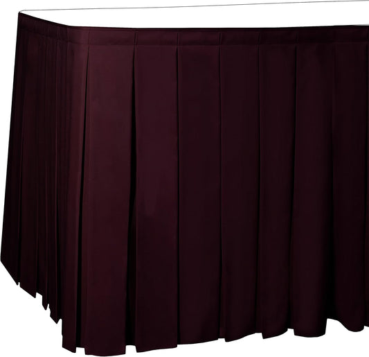 Ultimate Textile Pleat Polyester Fabric Table Skirt - Machine Washable Flame Resistant with Clips for Events, Weddings & Trade Shows, Cut & Sewn in Paterson, NJ - Burgundy, 21' Box Pleat