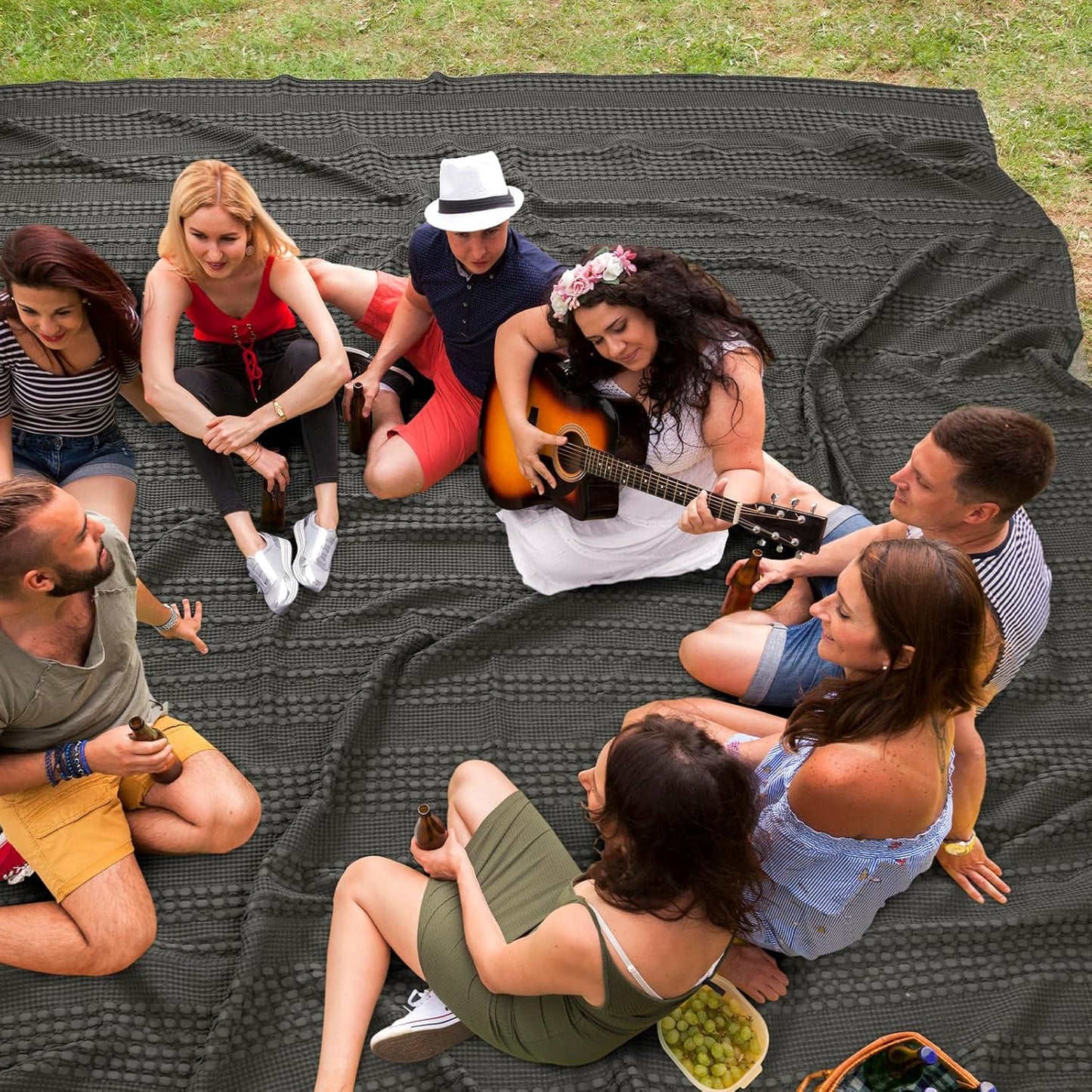 PHF 100% Cotton Waffle Blanket Oversized King 120"x120", Lightweight Breathable Extra Large 10'x10' Blankets for Bed, Giant Big Luxury Aesthetic Woven Bedding for Home Decor, Charcoal Grey