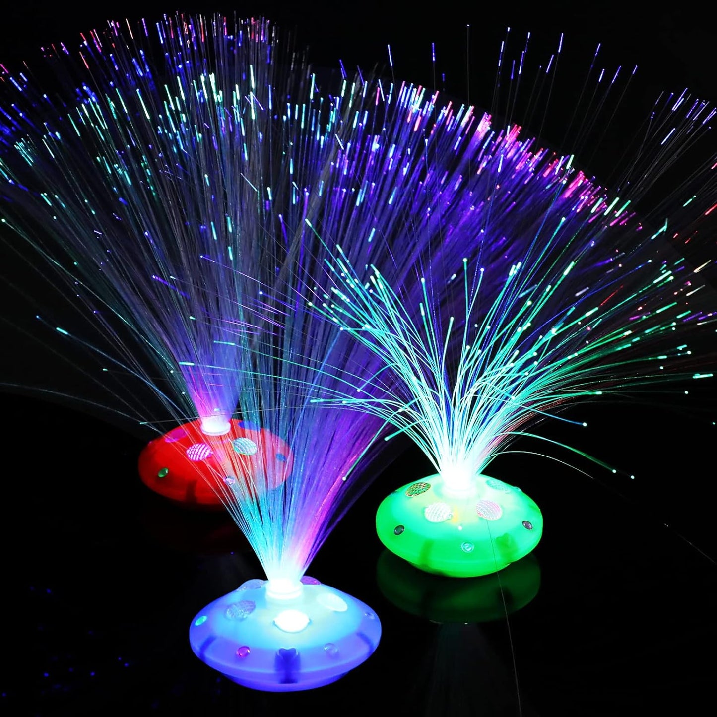 Retisee 24 Pcs Halloween Fiber Optic Lamp Multicolored Centerpiece Optic Lights Battery Powered with Cone Base Illuminated Crystals for Room Wedding Holiday Independence Day Tables Disco Party