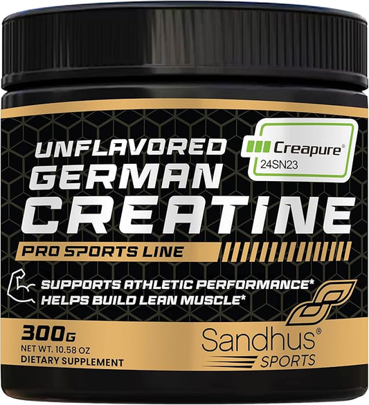 Sandhu's Creapure German Creatine Monohydrate Powder Supplements for Men & Women, Unflavored, 60 Servings (Pack of 1), 10.58 Oz, Sport Supplement Supports Lean Muscle Building