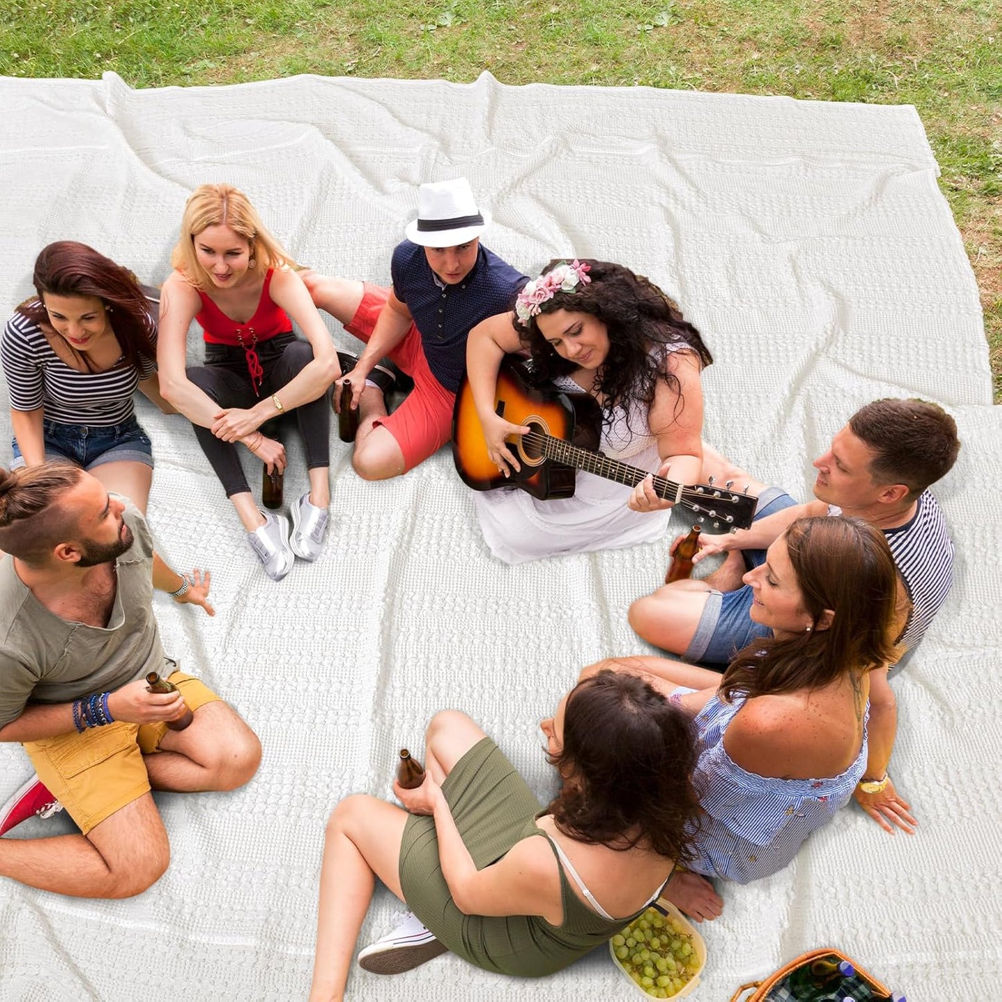 PHF 100% Cotton Waffle Blanket Oversized King 120"x120", Lightweight Breathable Extra Large 10'x10' Blankets for Bed, Giant Big Luxury Aesthetic Woven Bedding for Home Decor, White