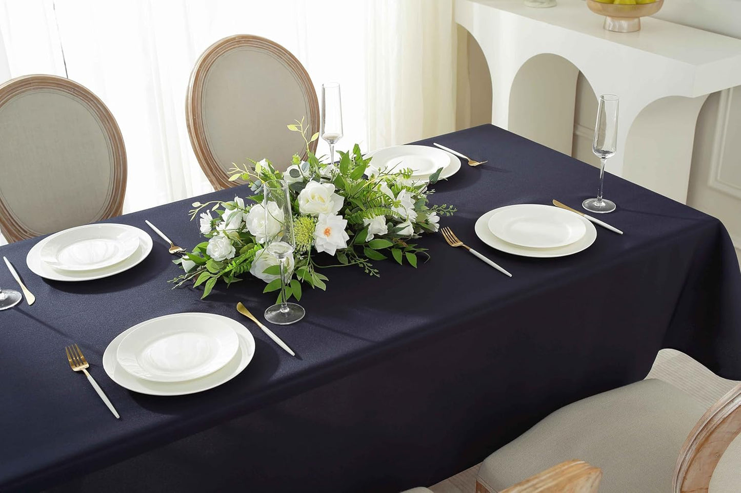 Craft And Party Rectangle Tablecloth, 70 x 120 Inch Navy Blue Tablecloth, Polyester Fabric Washable Table Cloth for Home, Party, Wedding or Restaurant Use.