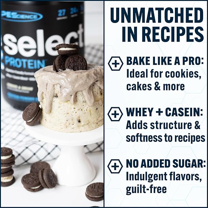 PEScience Select Protein Powder, Whey and Casein Blend, Clean Protein Powder for Women and Men, Low Calorie, Low Carb, Keto Friendly, Gluten Free, Cookies and Cream, 27 Servings