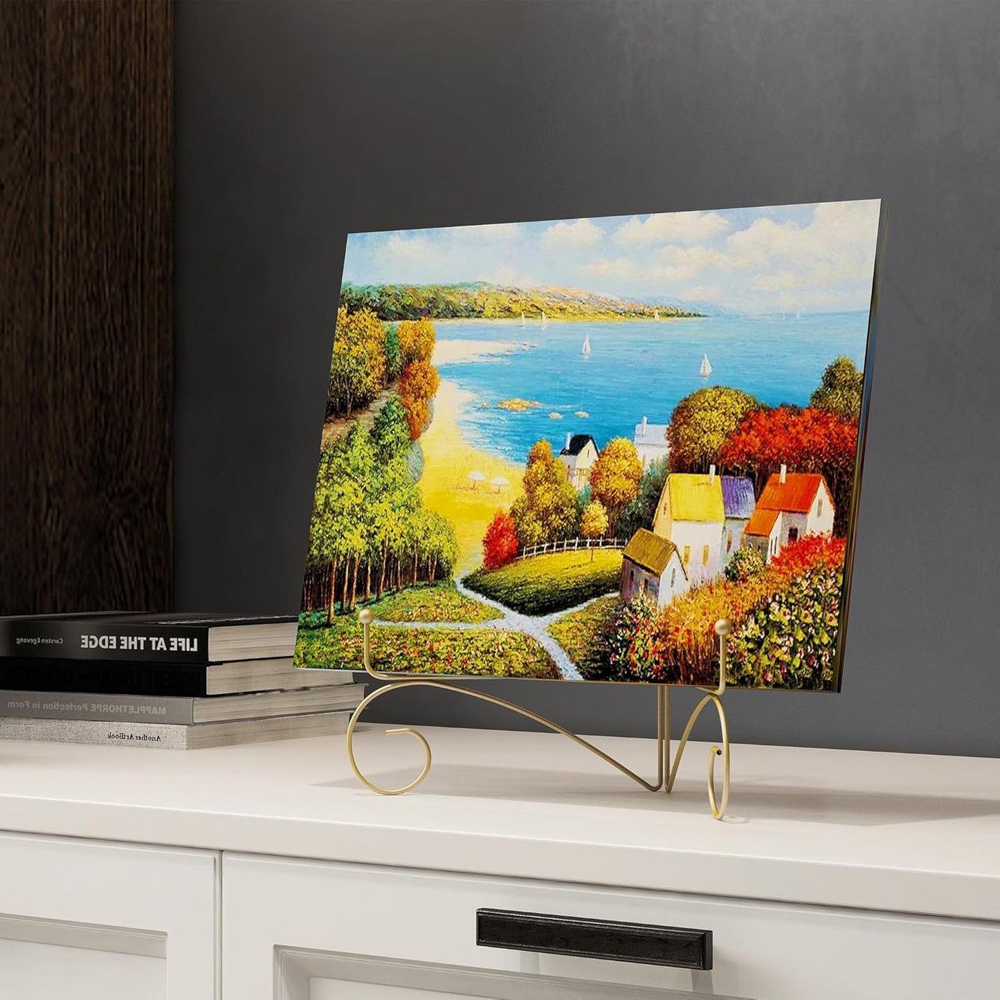 Iron Plate Stand for Display with Folding Design, Picture Stands for Tables, 12 Inch Large Easels for Displaying for Book, Art Piece, Photo and Platter, 12’’ Gold, 2-Pack