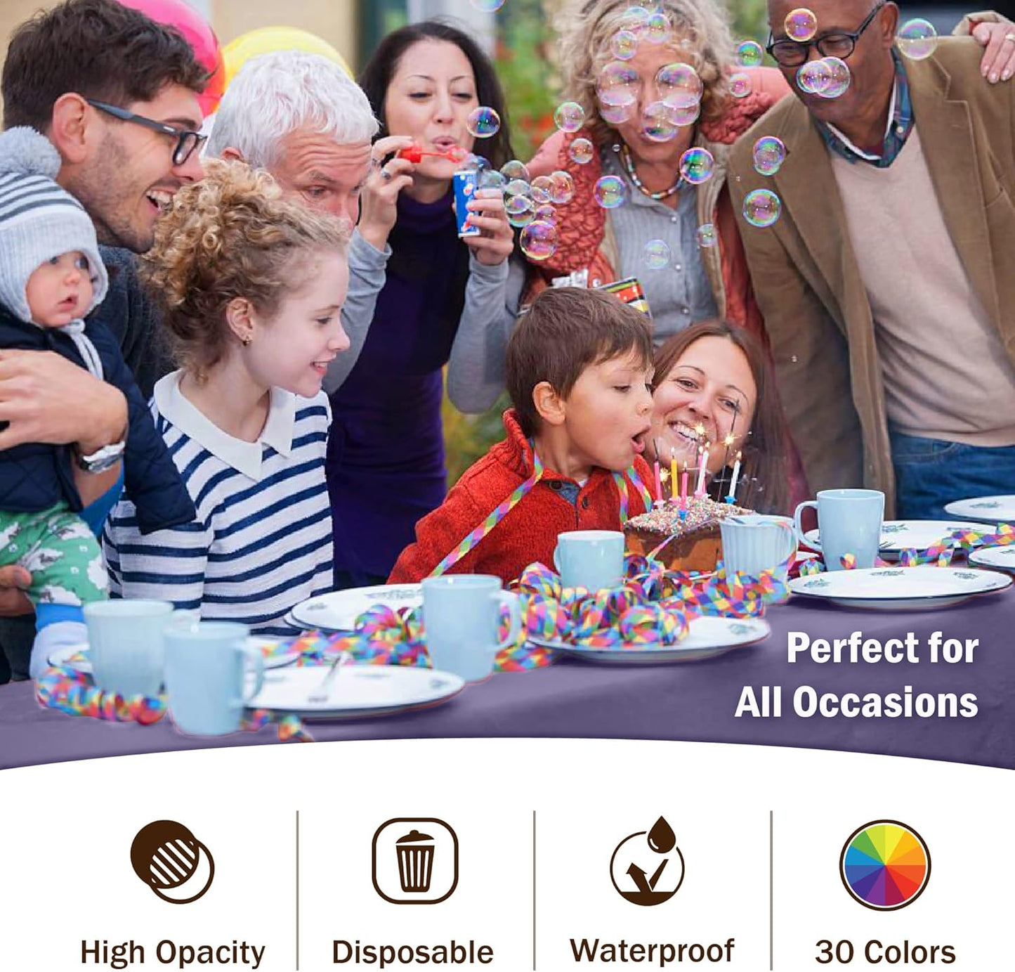 Exquisite 12-Pack Premium Plastic Tablecloth 54in. x 108in. Rectangle Table Cover - Lavender