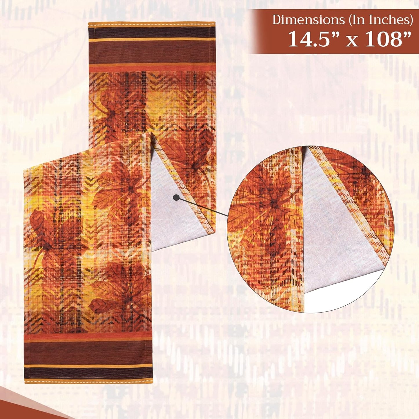 Maison d' Hermine Table Runner 100% Cotton Single Layer Table Runners 108 inches Long for Thanksgiving Christmas Decorations Home Kitchen Dining Party Wedding (Thanksgiving Tartan, 14.5" x 108")