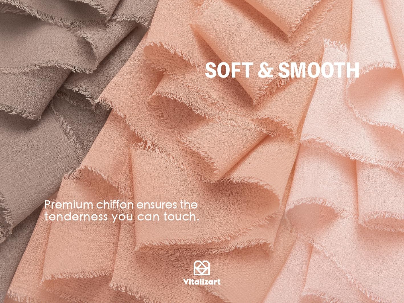 Vitalizart Dusty Rose Handmade Chiffon Silk Ribbon Fringe 1.5" x 21 Yd Frayed Edges Brown Ribbons for Wedding Invitations Bridal Bouquets Gifts Wrapping Crafts Holiday Party Decorations Nude Pink