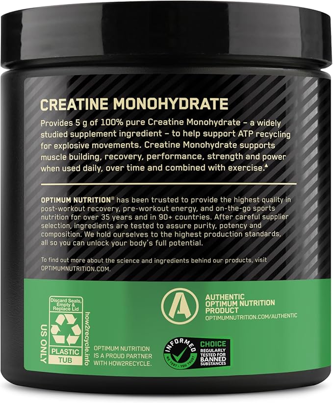 Optimum Nutrition Micronized Creatine Monohydrate Powder, Unflavored, 60 Servings, 300 Grams (Packaging May Vary)