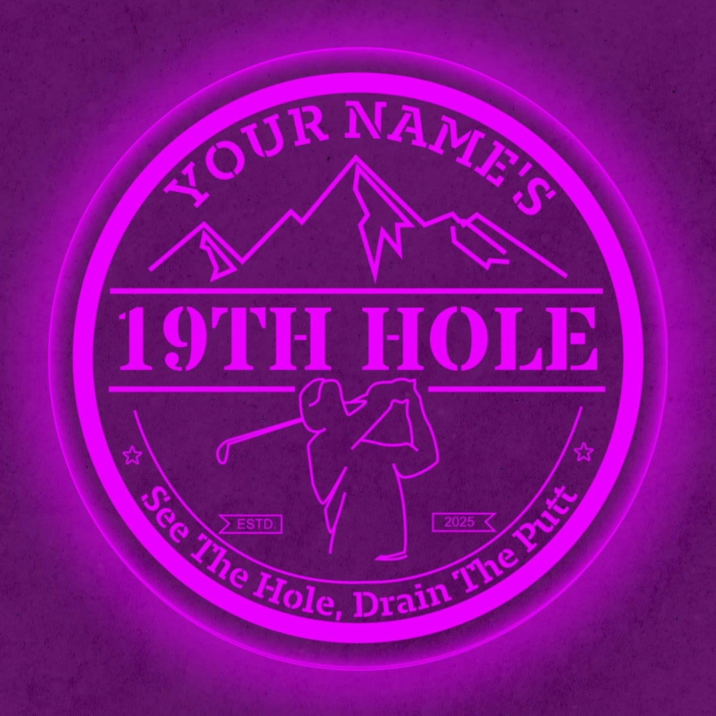 Custom 19th Hole Golf Bar Sign – Personalized LED Color Changing Acrylic Wall Decor for Home Bar, Man Cave, or Patio (19th Hole, 16 INCHES)