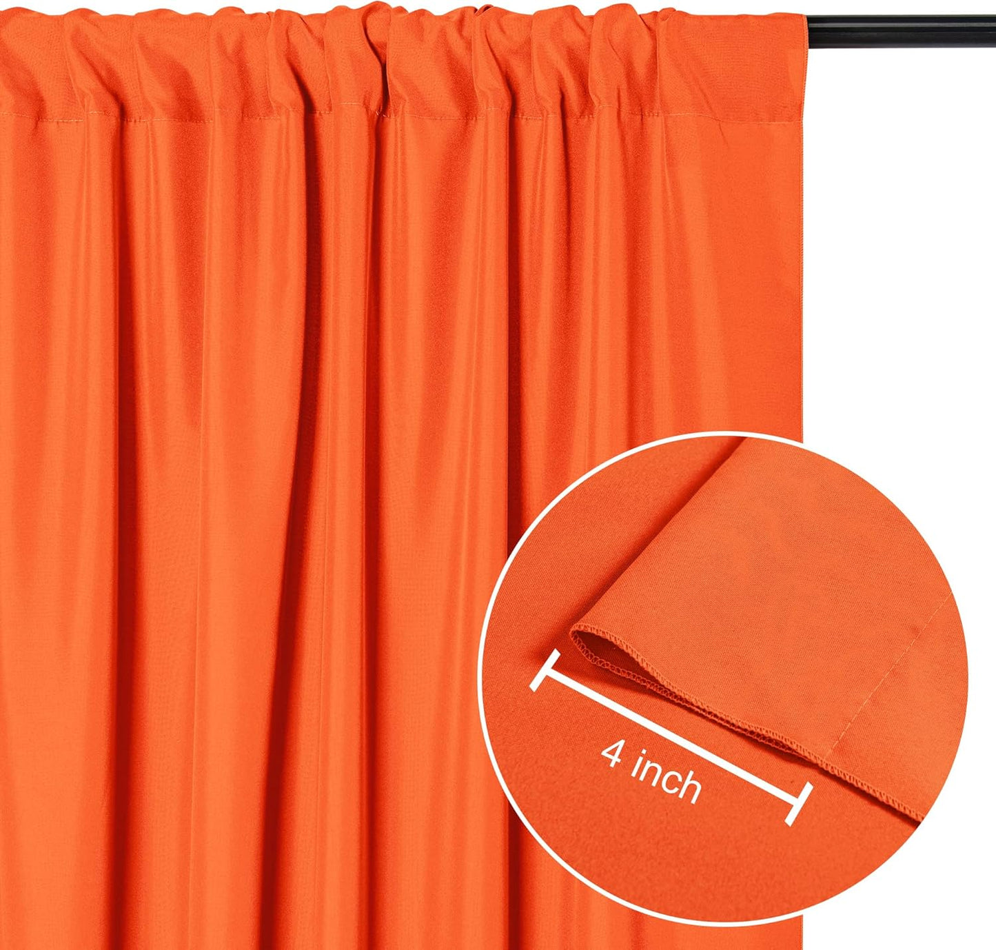 DWCN 10x10 FT Backdrop Curtains for Parties, Photography Backdrop Drapes with Rod Pockets for Wedding Decorations Stage Birthday Family Gatherings, 2 Panels 5ft x 10ft, Orange