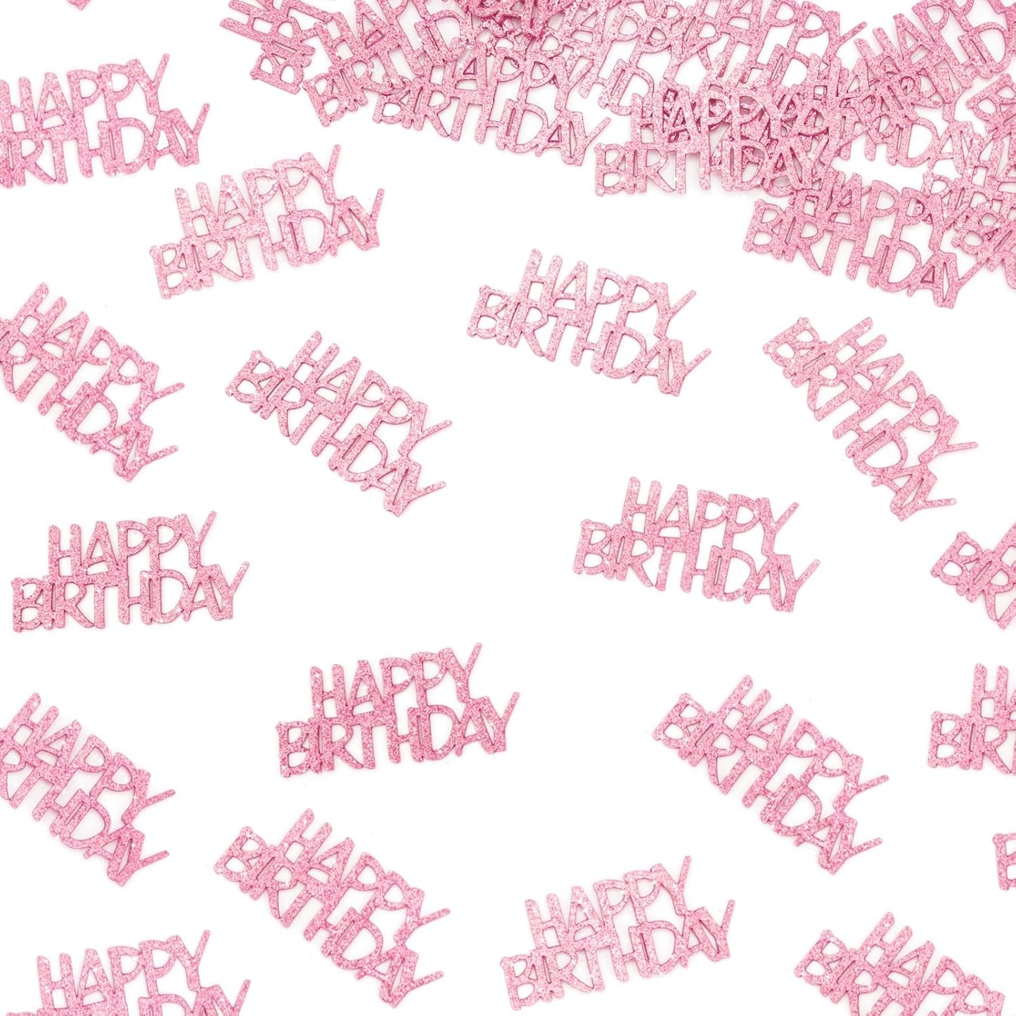 Pink Happy Birthday Confetti - Girl Birthday Party Decorations - Light Pink Glitter Scatters for Baby Girl Party Table Decor Supplies - 100PC