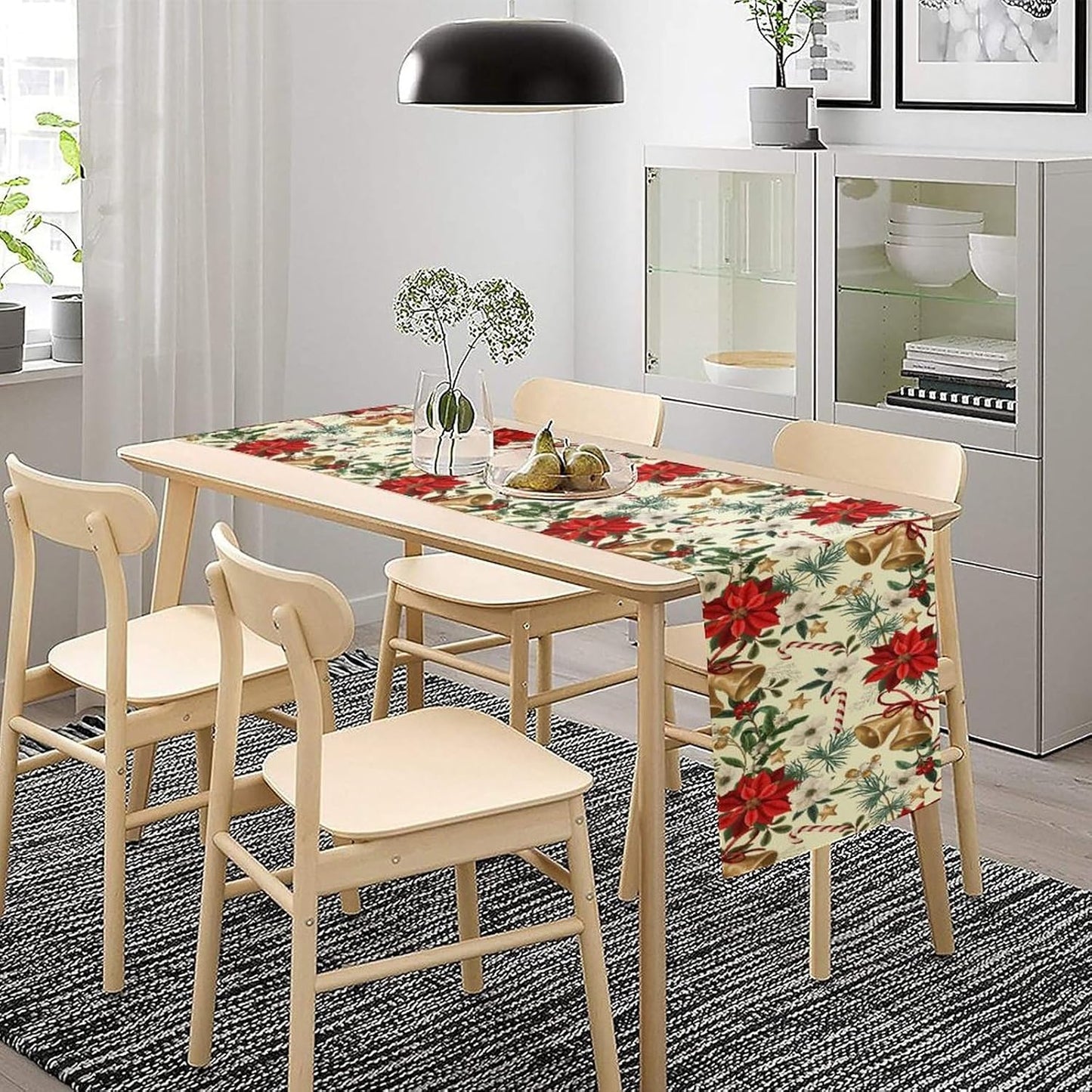 Christmas Table Runner, Seasonal Winter Xmas Holiday Kitchen Dining Table Decoration for Home Party Decor 13x70 Inch