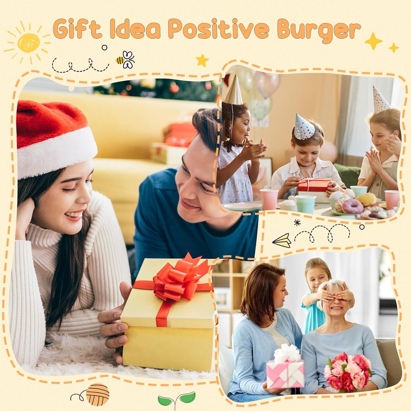 Birthday Gifts for Women Man-Emotional Cheer Support,Funny Handmade Hamburger Unique Cute Presents for Her Him Women Men Friend Coworker Family