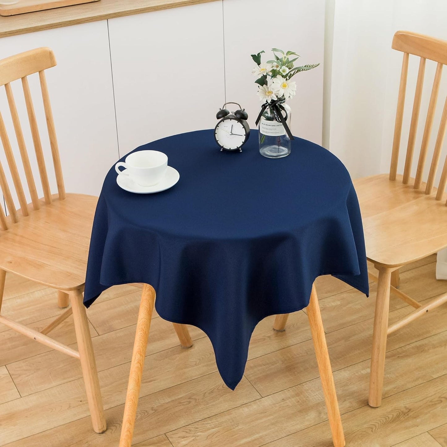 2 Pack Small Square Table Cloth 36X36 Inch Navy Washable Fabric Tablecloth Polyester Solid Table Cover for Night Stand End Table Side Table Outdoor Indoor