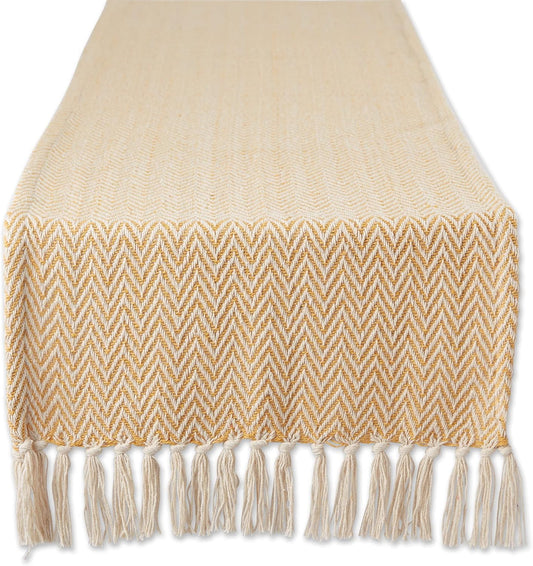 DII Woven Basic Tabletop Collection, Chevron Table Runner, 15x108, Honey Gold