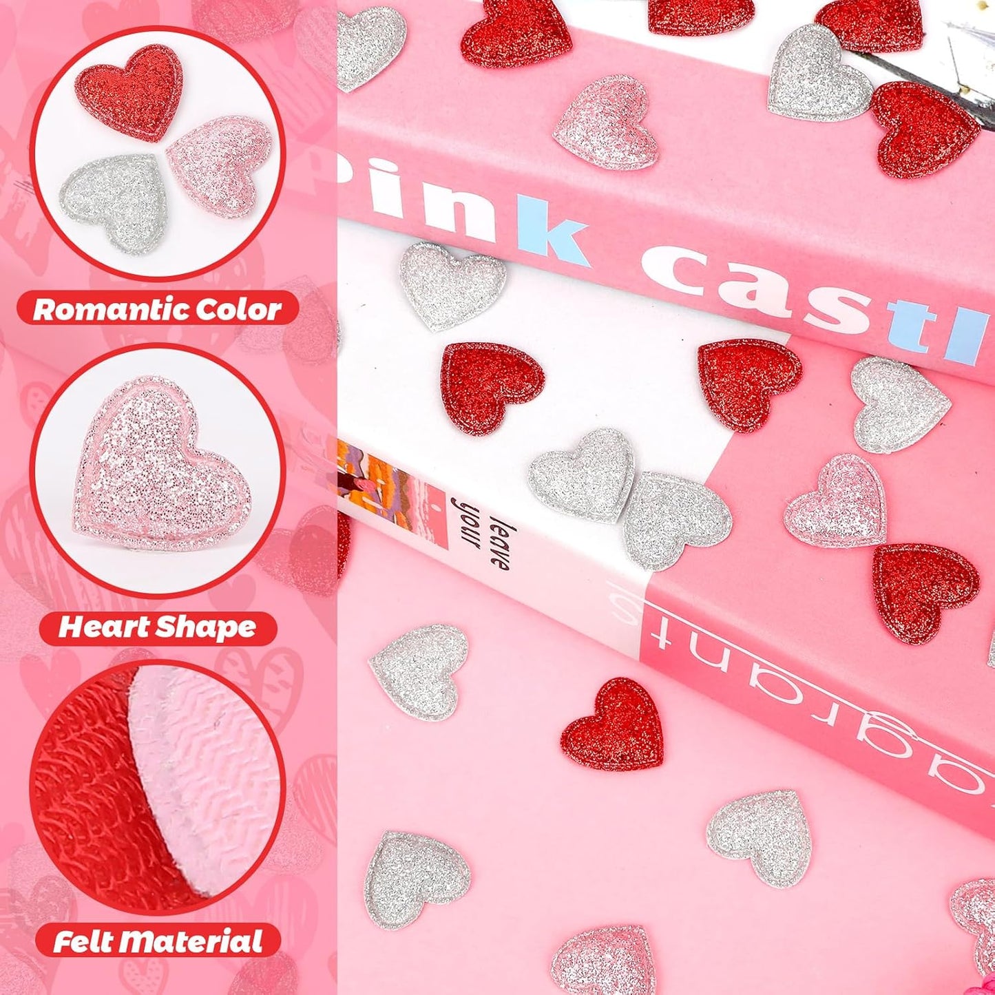 MARFOREVER Valentine's Day Felt Confetti, Glitter Heart Decorations, Foam Hearts, Romantic Shape Balls Sprinkles for Wedding, Valentines, Galentine's Day Supplies