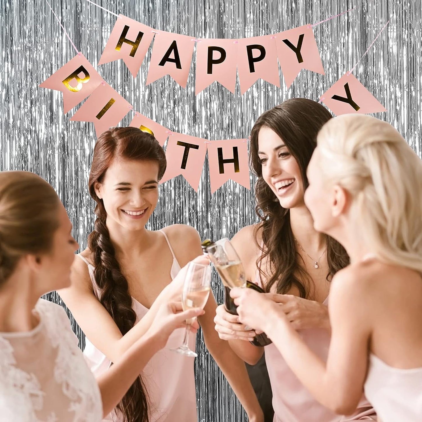 20 Pack Silver Backdrop Curtain Party Decorations Foil Fringe Backdrop Silver Tinsel Streamers Birthday Bachelorette New Year Christmas Wedding Baby Shower Disco Party Decorations