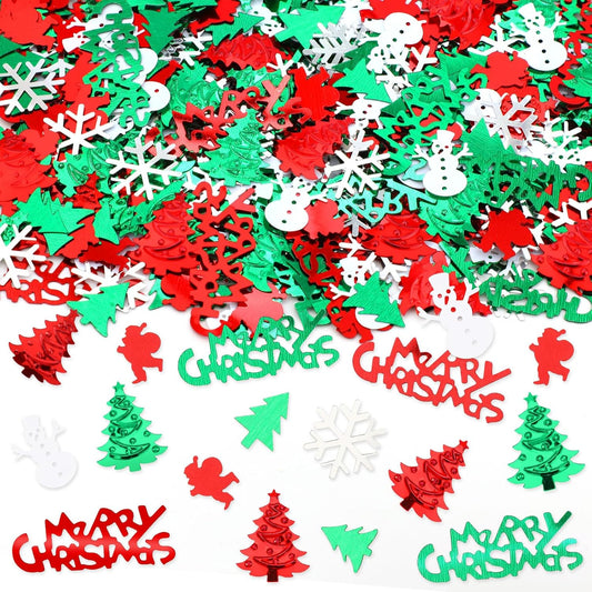 MARFOREVER Christmas Glitter Confetti Table Decorations, Red Green White Xmas Party Scatter Confetti Santa Claus Christmas Tree Snowflake Snowman Table Sprinkles for Xmas Party Supplies Decor
