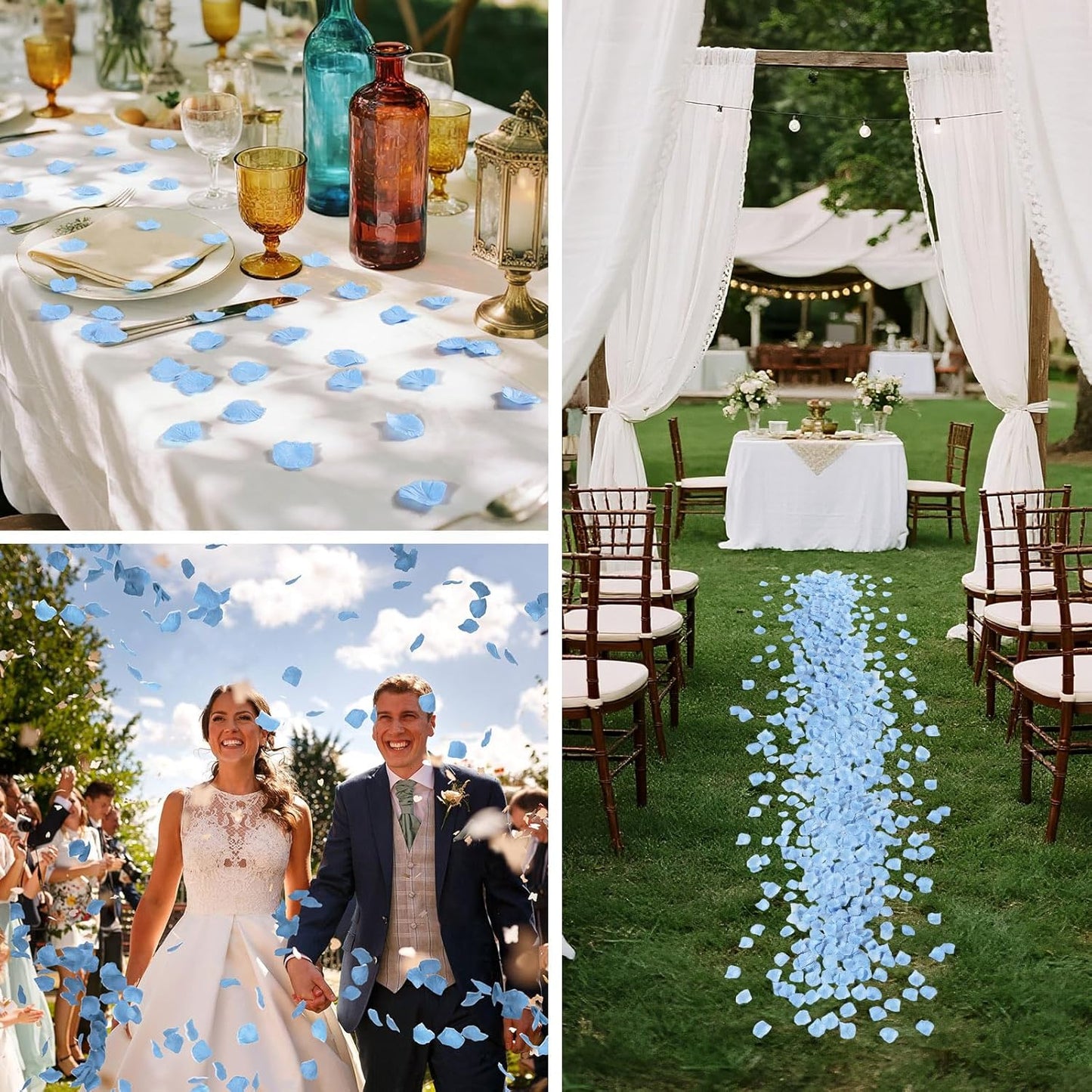 1000 Pcs Light Blue Rose Petals Artificial Silk Flower Petals Romantic Decorations for Wedding Engagement Birthday Event Anniversary Party Backdrop Supplies