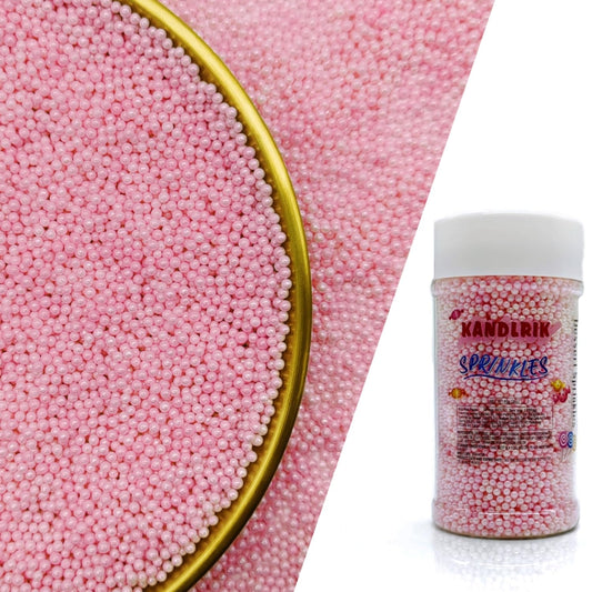 Edible Pink Pearl Sugar Sprinkles Candy 2mm Mini Pearls Cake Decorations Cupcake Toppers Cookie Decorating Perfect for Wedding Party Valentine Halloween Christmas Supplies 3OZ