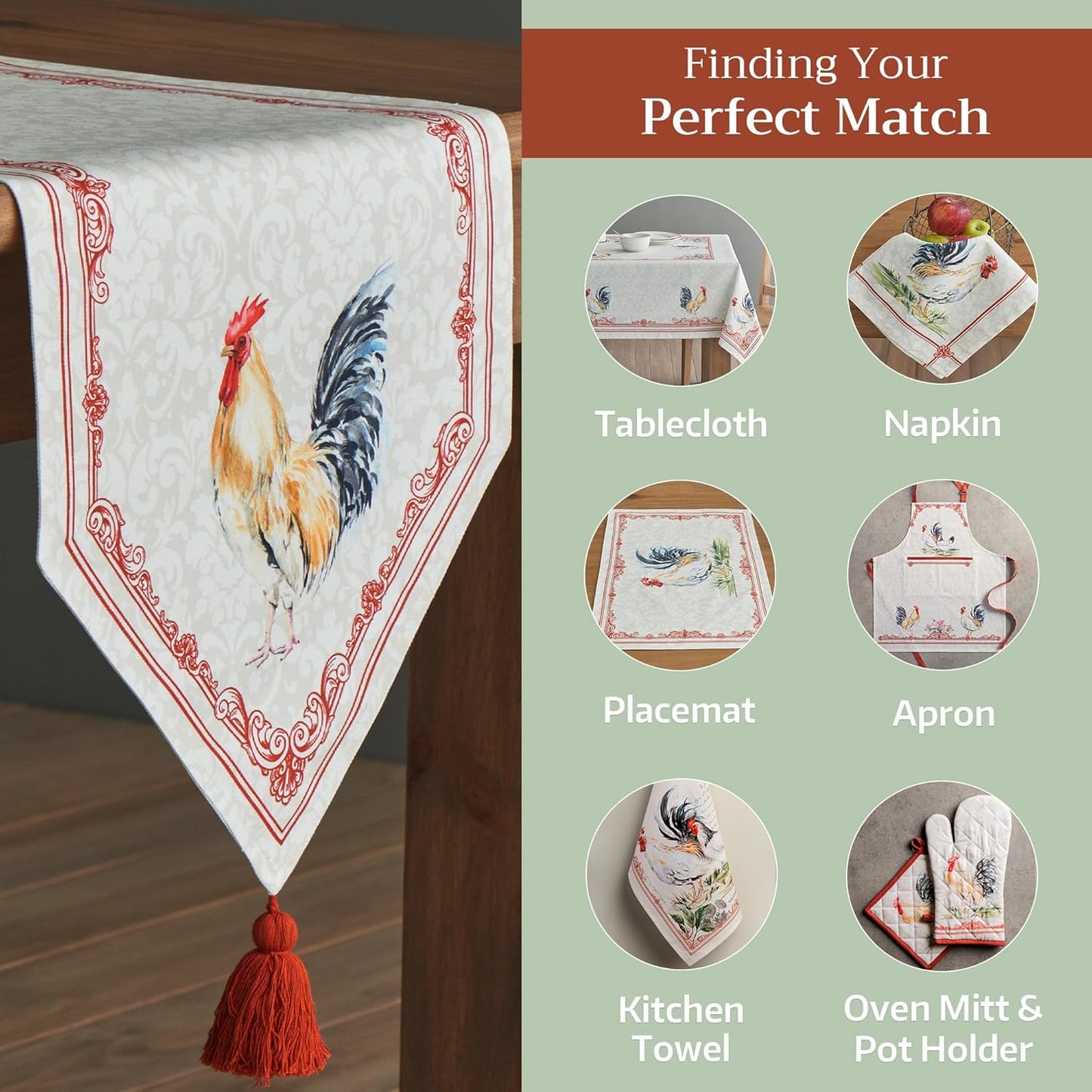 Maison d' Hermine Table runner 100% Cotton Double Layer Table Runners 108 inches long Decorative for Home Kitchen Dining Party Baby Shower Wedding Bridal Shower Spring Summer (Campagne, 14.50" x 108")