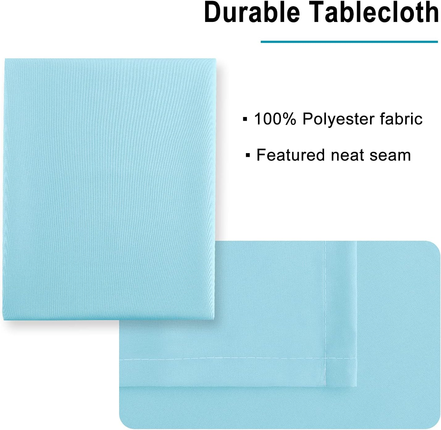 Hiasan Waterproof Tablecloth Rectangle - Washable Fabric Table Cloth for Dining Room Kitchen Birthday Party and Outdoor Use, Sky Blue, 70 x 108 Inch